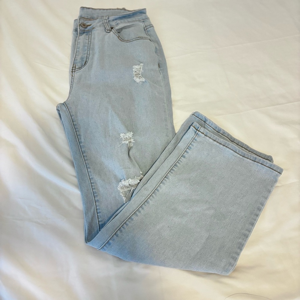 Light Blue Distressed Women Jeans